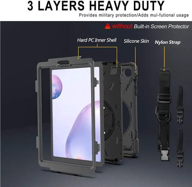 Alt view image 7 of 7 - Galaxy Tab A 8.4 Case (2020), SM-T307/SM-T307U Case with Kickstand Hand Strap and Shoulder Strap Heavy Duty Shockproof Case for Samsung Galaxy Tab A 8.4 T307 Verizon/Sprint (Black