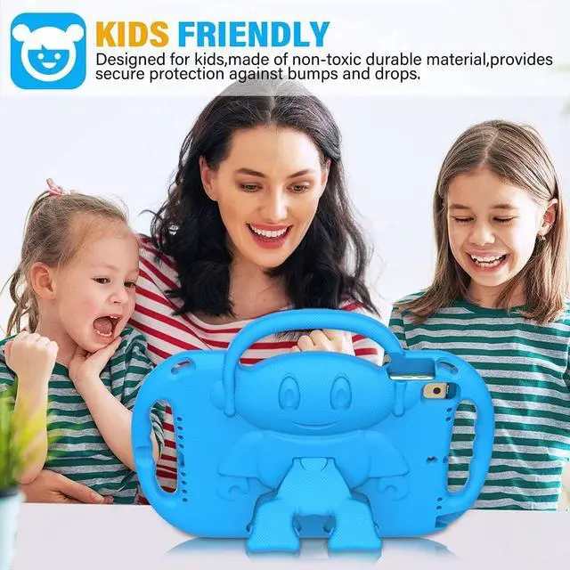 Alt view image 6 of 7 - SUPLIK Kids Case for iPad 9th/8th/7th Generation (10.2 inch 2021/2020/2019) iPad 10.2 Protective Case with Shoulder Strap Handle Stand for  iPad 7th/8th/9th Gen Blue