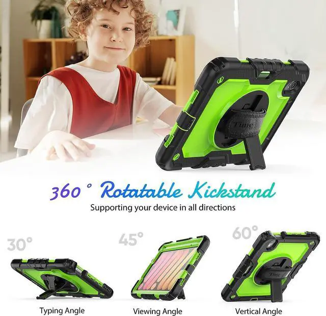 Alt view image 5 of 7 - iPad 9th/ 8th/ 7th Generation Case (iPad 10.2 Case, iPad 9/8/ 7 Case): with Strong Protection, Screen Protector, Handle, Shoulder Strap, 360° Rotating Stand, Pencil Holder - Black