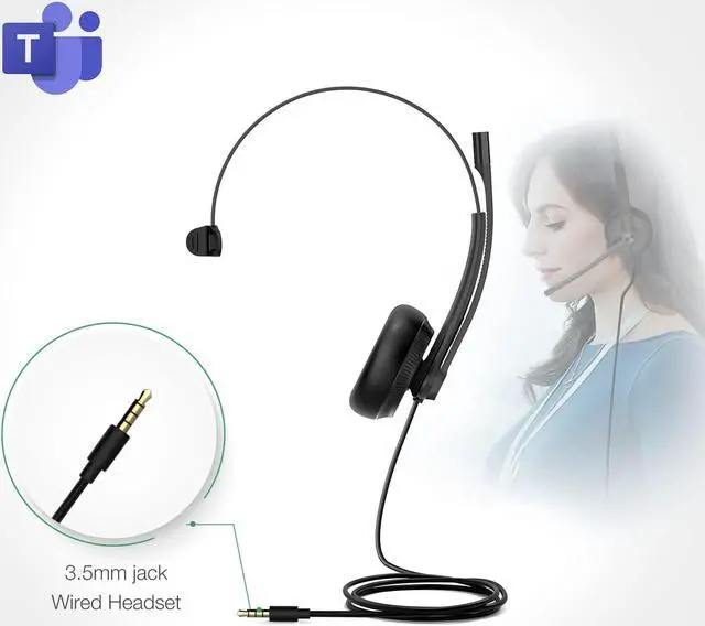 Alt view image 2 of 7 - Headset with Microphone 3.5mm Headphone with Mic for PC Computer Laptop Phones Teams Certified Work Office Headset