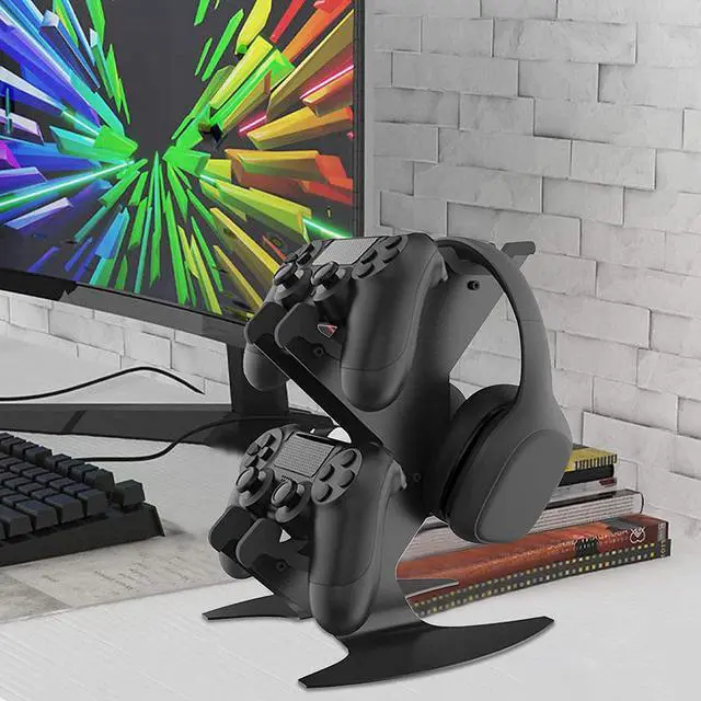 Alt view image 2 of 7 - Controller Holder, Game Controller Rack Headset Stand for Xbox Series X S/Xbox one / PS5 / PS4 / NS/PC/Headset, Aluminum Metal Mount Universal Organizer for Video Game Accessories