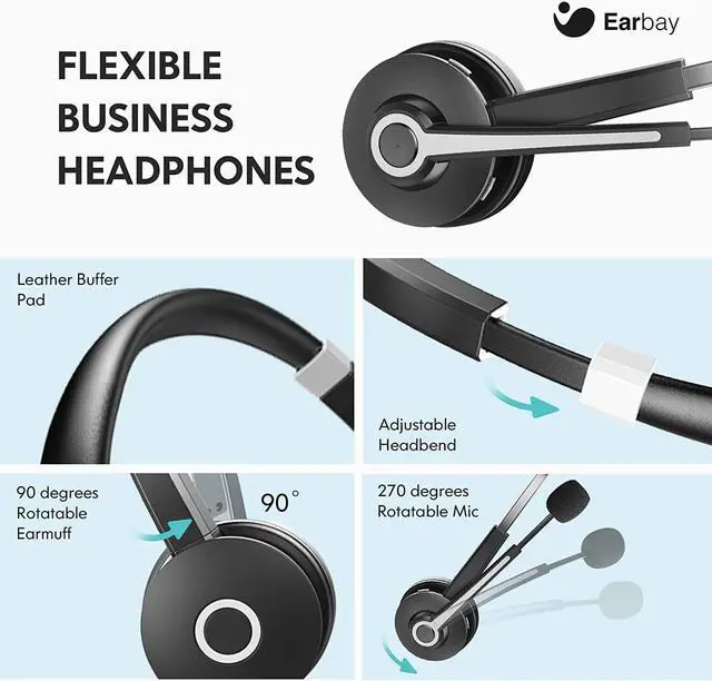 Alt view image 4 of 7 - USB Computer Headset with Microphone for Laptop PC,3.5mm Wired Stereo Call Center Headset with Microphone Noise Cancelling, Corded Desktop Headphones with Mic & Mute for Office/Telework/Home/Zoom