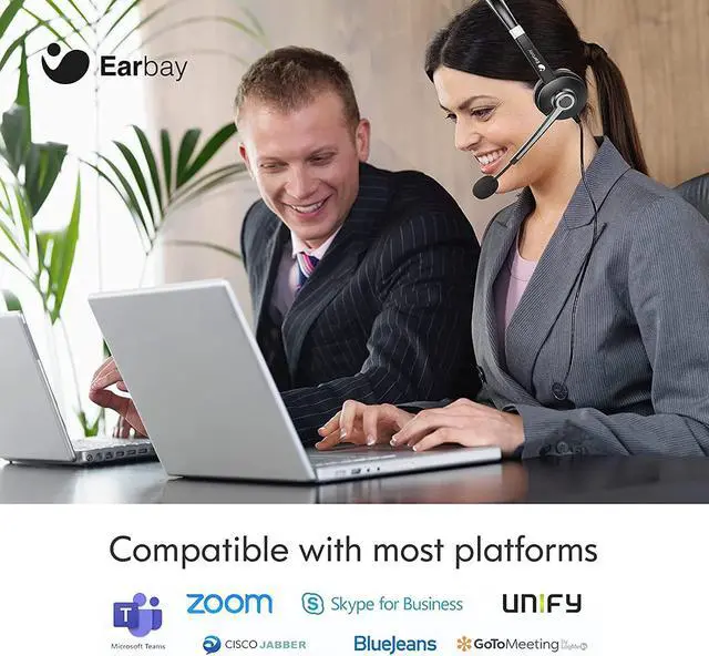 Alt view image 6 of 7 - USB Computer Headset with Microphone for Laptop PC,3.5mm Wired Stereo Call Center Headset with Microphone Noise Cancelling, Corded Desktop Headphones with Mic & Mute for Office/Telework/Home/Zoom