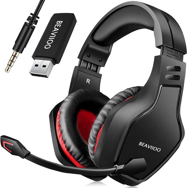 BEAVIIOO 2.4G Wireless Gaming Headset with Mic for PC PS4 PS5