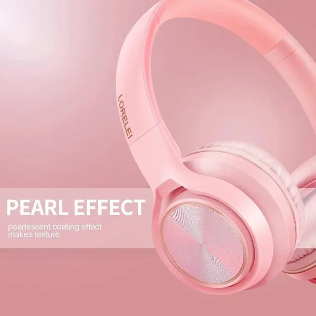 Alt view image 2 of 7 - S9 Wired Headphones with Microphone for SchoolOn-Ear Kids Headphones for Girls BoysFolding Lightweight and 3.5mm Audio Jack Headset for Phone IpadTablet PC Chromebook (Pearl Pink)