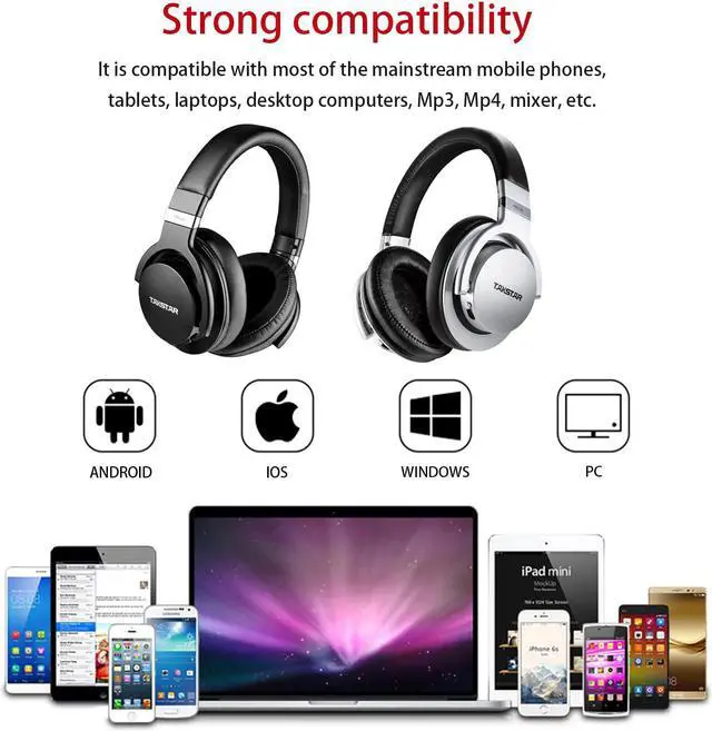 Alt view image 7 of 7 - TAKSTAR Over-Ear Monitor Headphones Bass Adjustment HiFi Stereo Dynamic Studio Noise Cancelling Headsets for Recording Monitoring  PRO 82 Black