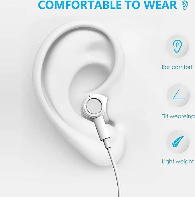 Alt view image 5 of 7 - 2Pack Earphones with Microphone Volume Control Wired Earbuds Headphones Headsets Noise Isolating Deep Bass 3.5mm plug Compatible with iPhone/iPad/Samsung/Android Phone/Tablet/Laptops/Computers(White)