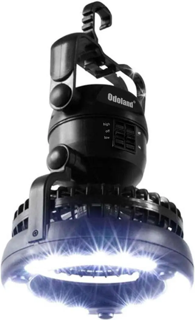 Alt view image 2 of 7 - Odoland Portable LED Camping Lantern with Ceiling Fan - Hurricane Emergency