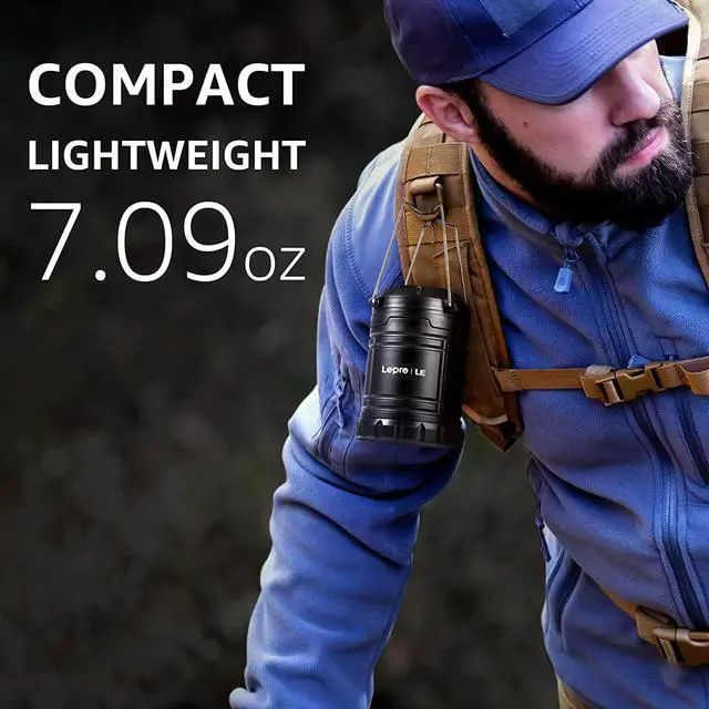 Alt view image 2 of 7 - Lepro LED Camping Lanterns Battery Powered, Collapsible, IPX4 Water Resistant, Outdoor Portable Lights for Emergency, Hurricane, Storms and Outages