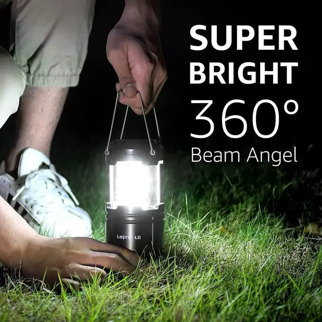 Alt view image 3 of 7 - Lepro LED Camping Lanterns Battery Powered, Collapsible, IPX4 Water Resistant, Outdoor Portable Lights for Emergency, Hurricane, Storms and Outages