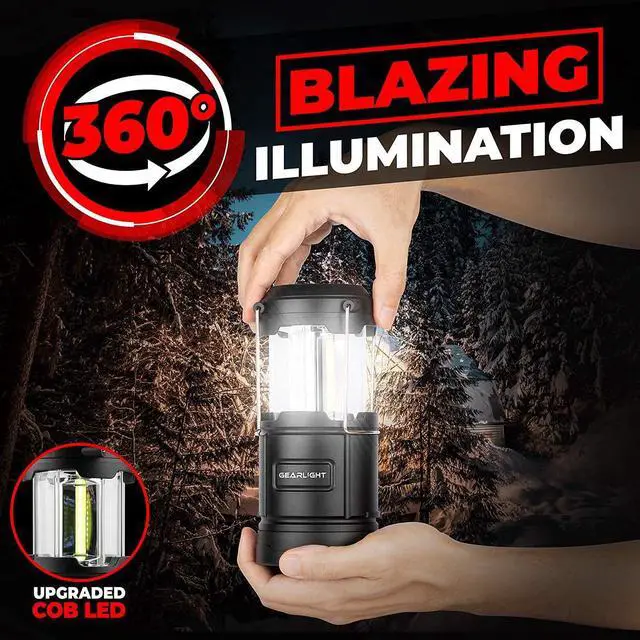 Alt view image 7 of 7 - Camping Lantern - 2 Portable LED Battery Powered Lantern with Magnetic Base and Foldable Hook for Emergency Use or Campsites Essential Hurricane Survival Kit with Batteries