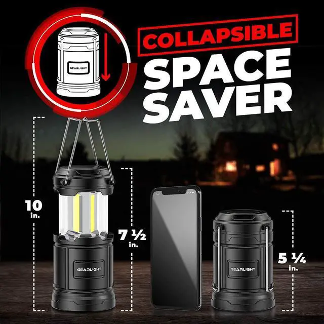 Alt view image 4 of 7 - Camping Lantern - 2 Portable LED Battery Powered Lantern with Magnetic Base and Foldable Hook for Emergency Use or Campsites Essential Hurricane Survival Kit with Batteries