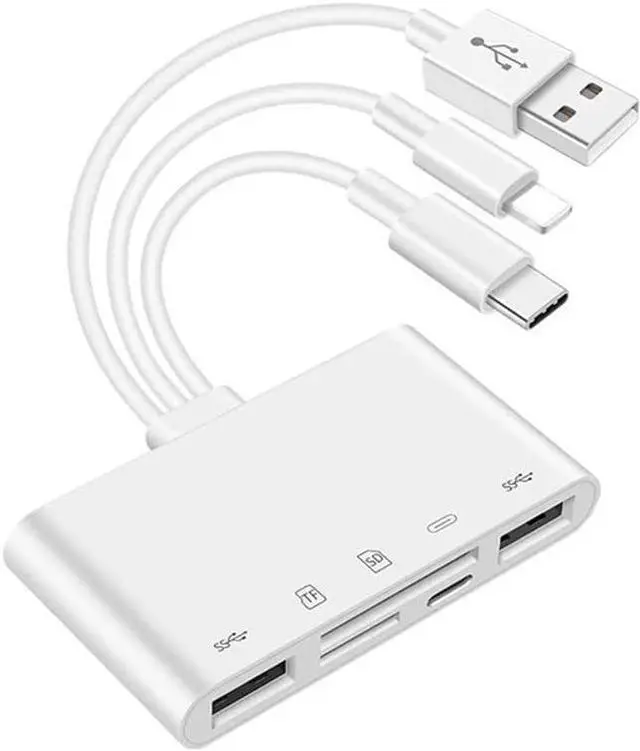 Main image of 5 in 1 Lightning Type-c OTG Camera SD TF USB C Memory Card Reader Adapter for Phone/Pad/Android/Mac/Computer/Camera/MacBook Supports SD/Micro SD/SDHC/SDXC/MMC and USB OTG