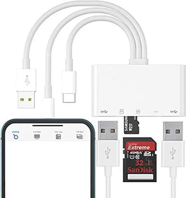Alt view image 3 of 4 - 5 in 1 Lightning Type-c OTG Camera SD TF USB C Memory Card Reader Adapter for Phone/Pad/Android/Mac/Computer/Camera/MacBook Supports SD/Micro SD/SDHC/SDXC/MMC and USB OTG