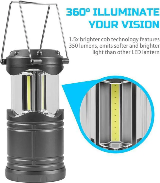 Alt view image 5 of 7 - Lichamp LED Lanterns, 4 Pack Pop Up Lanterns for Power Outages, Bright Battery Powered Hanging Lanterns for Outdoor Camping Hiking, Emergency Survival Lights for Hurricane Collapsible, Dark Gray
