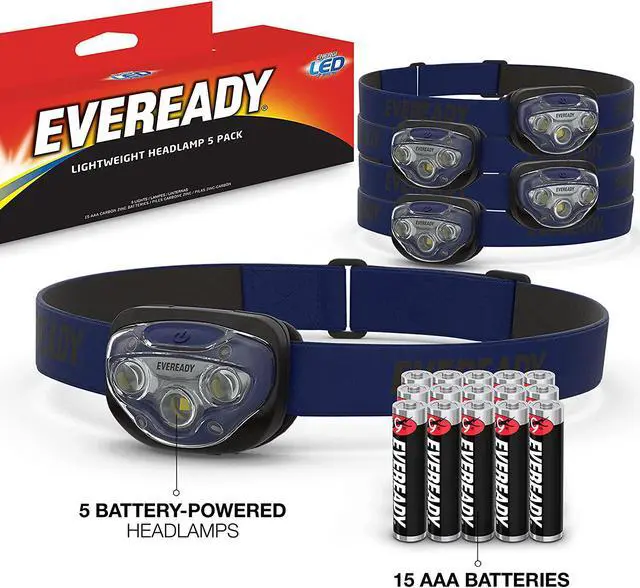 Alt view image 7 of 7 - EVEREADY LED Headlamps Pro200 [5-Pack], IPX4 Water Resistant, Bright and Durable Head Lights for Camping, Hiking, Emergency Power Outage (Batteries Included)