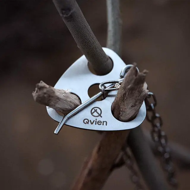 Main image of Camping Tripod board - Turn Branches into Campfire Tripod, Stainless Steel Campfire Support Plate with Adjustable Chain for Hanging Cookware - Perfect Camping Accessories for Outdoor Cooking