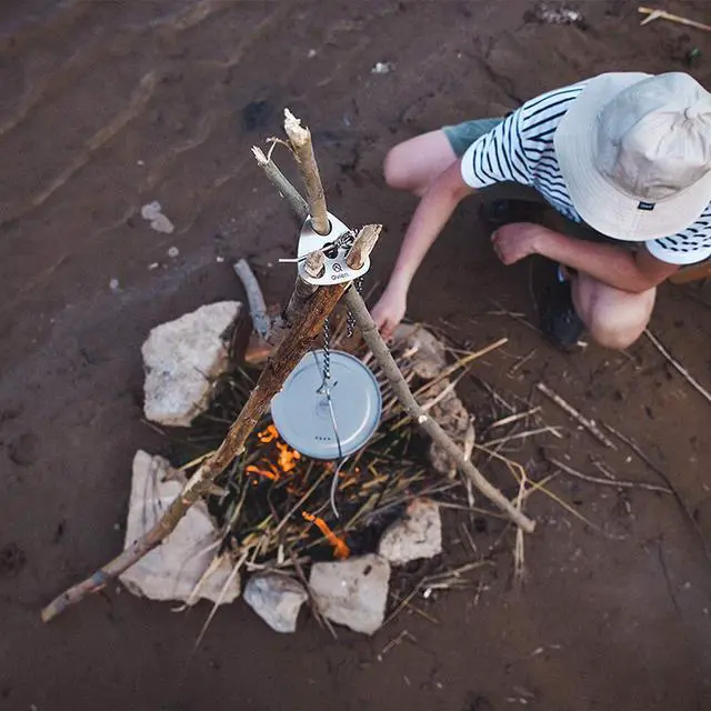 Alt view image 2 of 6 - Camping Tripod board - Turn Branches into Campfire Tripod, Stainless Steel Campfire Support Plate with Adjustable Chain for Hanging Cookware - Perfect Camping Accessories for Outdoor Cooking