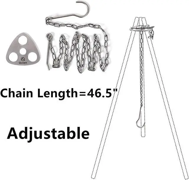 Alt view image 5 of 6 - Camping Tripod board - Turn Branches into Campfire Tripod, Stainless Steel Campfire Support Plate with Adjustable Chain for Hanging Cookware - Perfect Camping Accessories for Outdoor Cooking