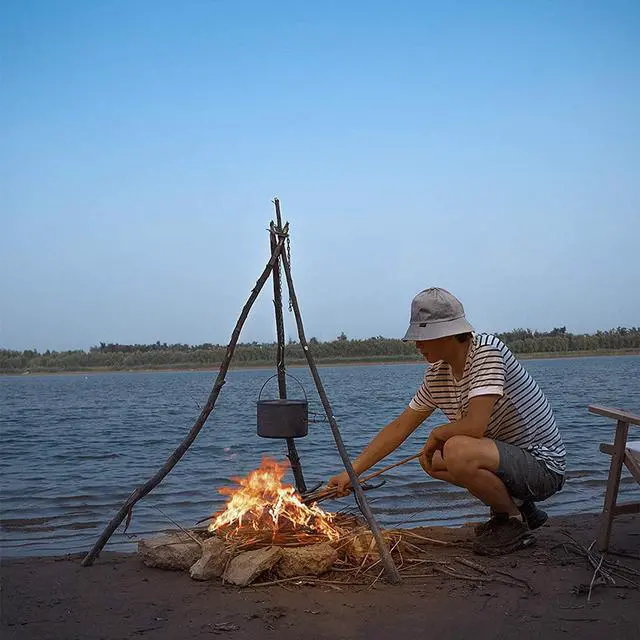 Alt view image 4 of 6 - Camping Tripod board - Turn Branches into Campfire Tripod, Stainless Steel Campfire Support Plate with Adjustable Chain for Hanging Cookware - Perfect Camping Accessories for Outdoor Cooking