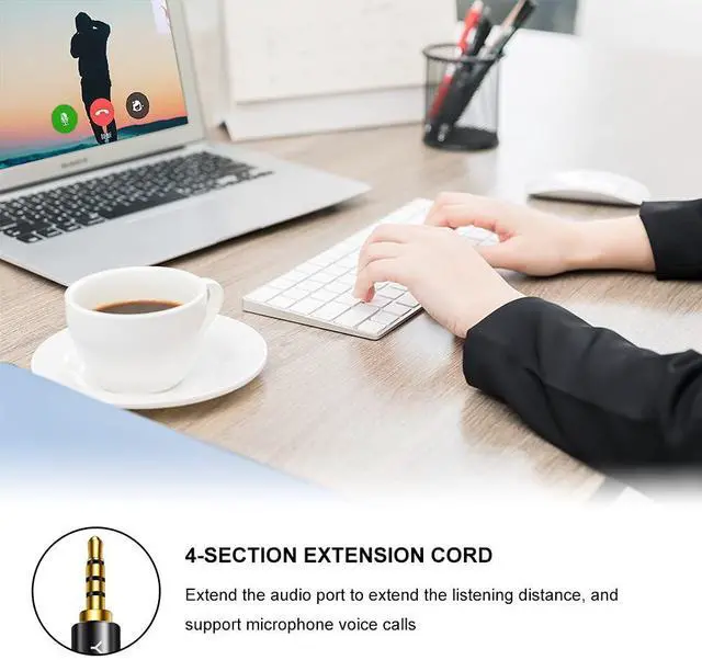 Alt view image 6 of 6 - Headphone Extension Cable 3 ft 4 Pole Nylon Braid 3.5mm TRRS Male to Female Lossless Stereo Audio Adapter Extension Cable for Tablet/PC/ PS4 and More (3FT/1M)