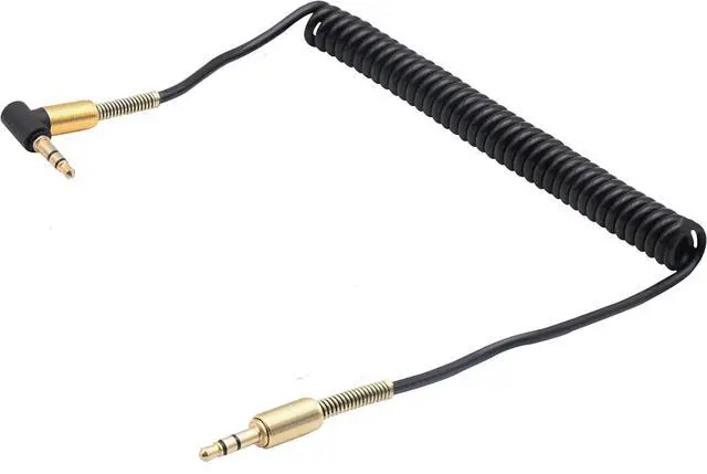 Alt view image 5 of 7 - 3.5mm Coiled Cable - 90 Degree Right Angle 3-Pole TRS Jack Stereo Audio Spring Aux Cable for Smartphones Tablets and MP3 Players (1.5m)