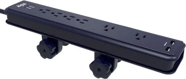 Alt view image 5 of 6 - KMC 6-Outlet Surge Protector Power Strip Clamp Mount 7 Feet Cord with 2.4A 2-Port USB Charging Station