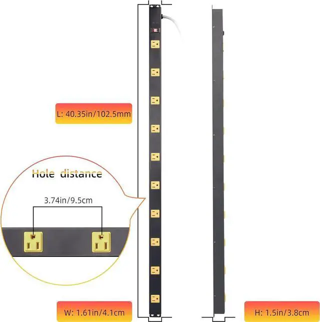 Alt view image 5 of 7 - 10-Outlet Heavy Duty Power Strip Surge Protector Metal Long Extension Cord 6-Foot, SGS Certified,Black(1000J)