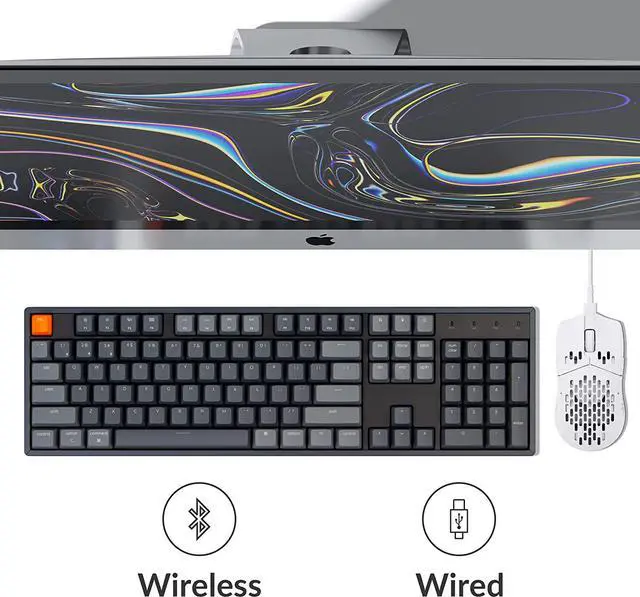 Alt view image 3 of 7 - Keychron K10 Full Size 104 Keys Bluetooth Wireless/USB Wired Mechanical Gaming Keyboard for Mac with K Pro Brown Switch/RGB Backlight/Multitasking Computer Keyboard for Windows, Aluminum Frame