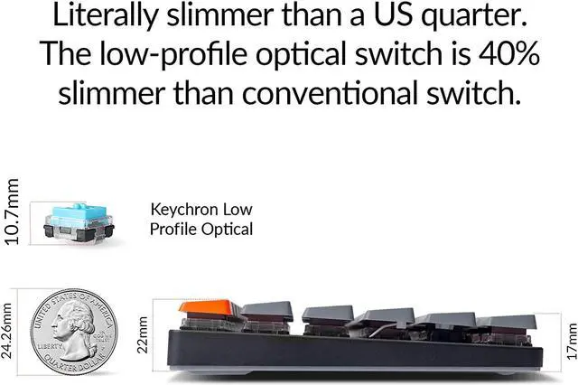 Alt view image 7 of 7 - Keychron K3 Ultra-Slim 75% Layout RGB Backlit Wireless Bluetooth/Wired USB Mechanical Keyboard, Hot-Swappable Low-Profile Keychron Optical Brown Switch 84-Key Gaming Keyboard for Mac Windows-Version 2