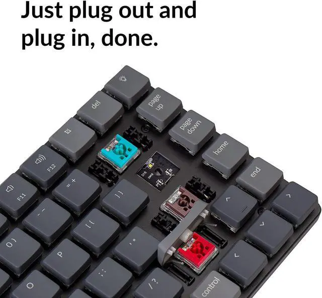 Alt view image 4 of 7 - Keychron K3 Ultra-Slim 75% Layout RGB Backlit Wireless Bluetooth/Wired USB Mechanical Keyboard, Hot-Swappable Low-Profile Keychron Optical Brown Switch 84-Key Gaming Keyboard for Mac Windows-Version 2