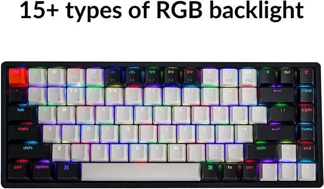 Alt view image 6 of 7 - Keychron K2 75% Layout 84 Keys Hot-swappable Bluetooth Wireless/USB Wired Mechanical Keyboard with Gateron G Pro Brown Switch/Double-Shot Keycaps/RGB Backlight/Aluminum Frame for Mac Windows Version 2