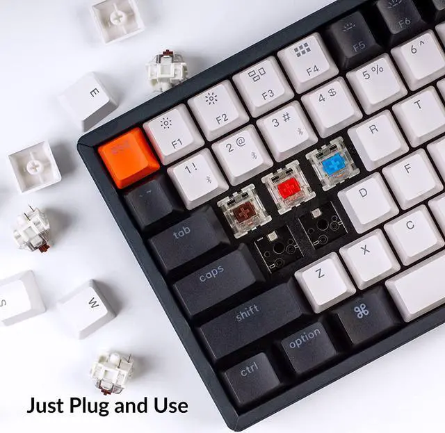 Alt view image 4 of 7 - Keychron K2 75% Layout 84 Keys Hot-swappable Bluetooth Wireless/USB Wired Mechanical Keyboard with Gateron G Pro Brown Switch/Double-Shot Keycaps/RGB Backlight/Aluminum Frame for Mac Windows Version 2