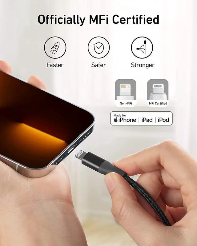 Alt view image 3 of 6 - Powerline+ II Lightning Cable (10 ft) MFi Certified Charger Cable Extra Long iPhone Charging Cord Compatible with iPhone SE / 11 Pro Max/Xs Max/XR/X / 8/7 / 6S iPad and More