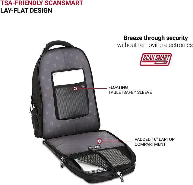 Alt view image 5 of 7 - 2769 Scansmart Backpack Black 17.5-Inch