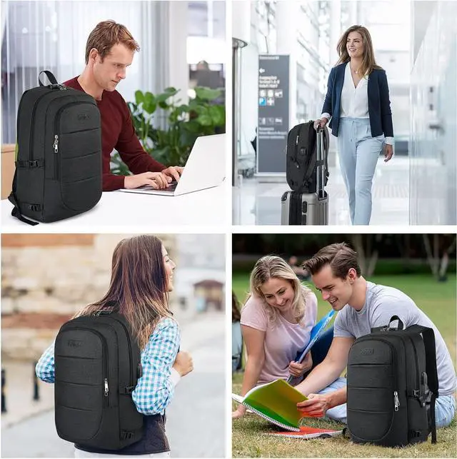 Alt view image 7 of 7 - Travel Laptop Backpack for en 15.6-17.3 inch Laptop Backpack for School Anti Theft Business Work Backpack with USB Charging Port Water Resistant College Computer Bag for Men & Women Black