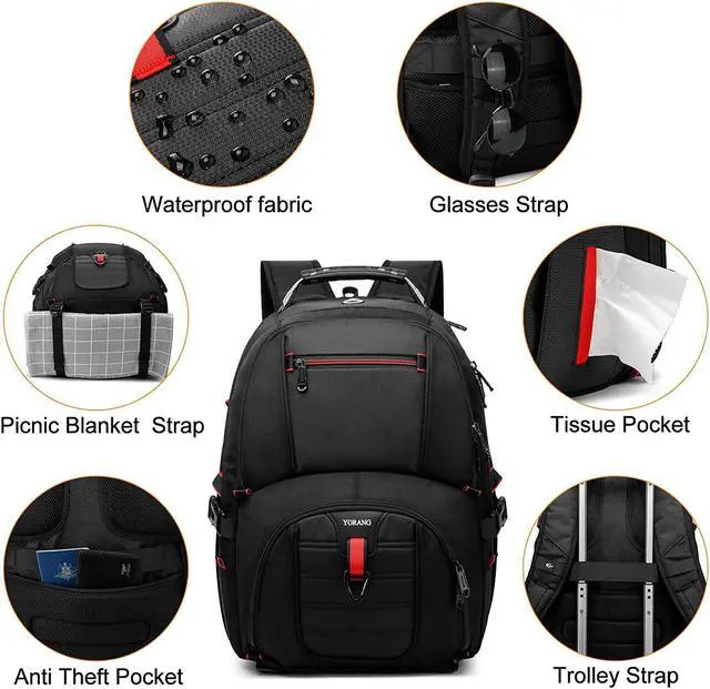 Alt view image 5 of 6 - Lunch Backpack for Men, 17.3 Inch Insulated Cooler Backpack Lunch Box Backpack with USB Charging Port, Extra Large Daypack College Laptop Backpack, Water Resistant Computer Work Backpack for Travel