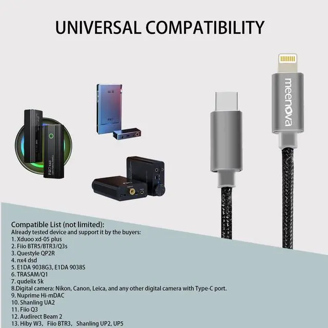 Alt view image 6 of 7 - USB C DAC OTG Cable 0.5ft/15cm for iPhone13/iPad8/iPod Oxygen-free Copper Core iOS15 to Type C Male Adaptor for Amplifier Fiio BTR 5 Q3S BTR3K KA3 LT-LT1 qudelix 5k HiBy FC3 5 FD3 HIDIZS S9 PRO