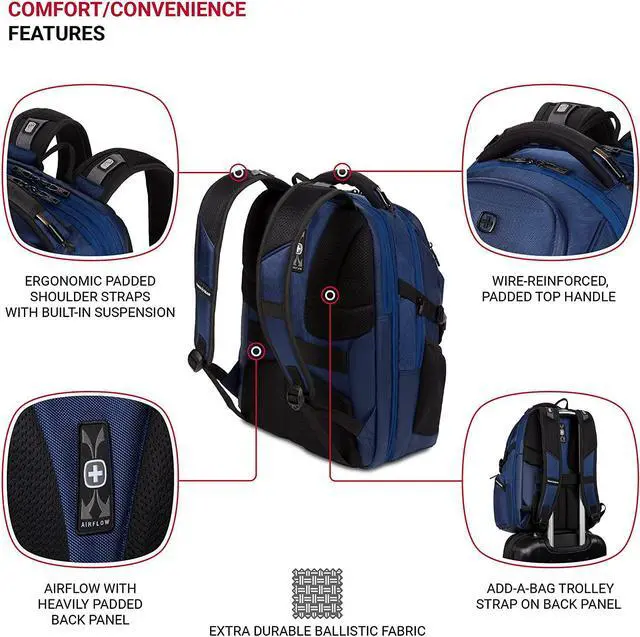 Alt view image 2 of 7 - 6752 TSA Friendly ScanSmart Laptop Backpack Navy Ballistic 17.75-Inch