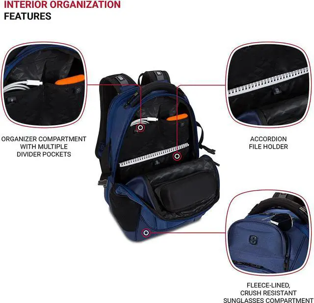 Alt view image 4 of 7 - 6752 TSA Friendly ScanSmart Laptop Backpack Navy Ballistic 17.75-Inch