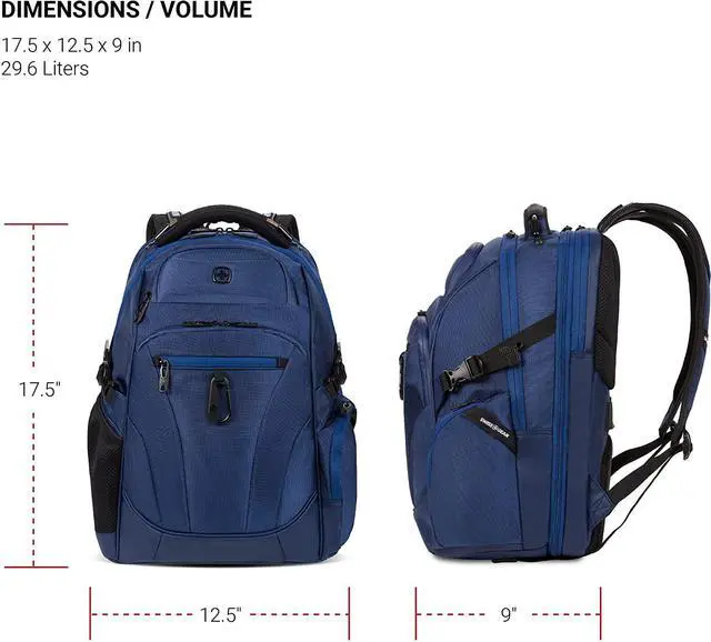 Alt view image 6 of 7 - 6752 TSA Friendly ScanSmart Laptop Backpack Navy Ballistic 17.75-Inch
