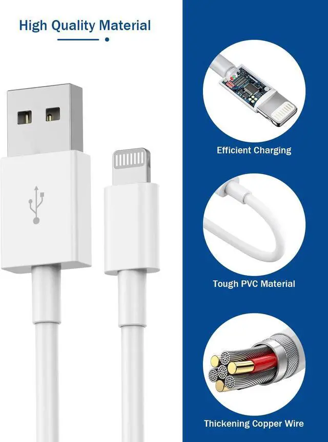 Alt view image 5 of 7 - iPhone Charger Long 6FT iPhone Charger 2Pack iPhone Cord 6feet USB to Lightning Cable Quick Fast Charging Data Sync Cord USB Wall Charger Block Adapter for iPhone 14/13/12/11/XS/XR/X/8/7/5/SE2022/iPad