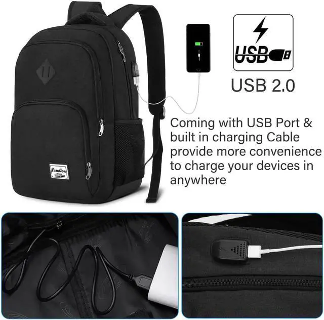 Alt view image 2 of 7 - YAMTION Backpack for Men and Women,School Backpack for Teenager,15.6 inch Laptop Bookbag with USB Charging port for Business Work College Travel Trip