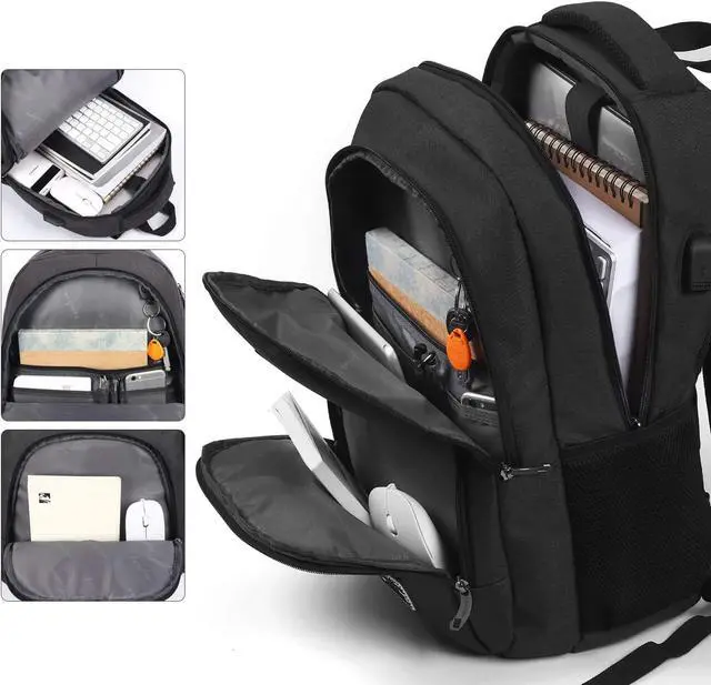 Alt view image 4 of 7 - YAMTION Backpack for Men and Women,School Backpack for Teenager,15.6 inch Laptop Bookbag with USB Charging port for Business Work College Travel Trip