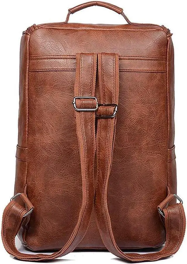 Alt view image 5 of 7 - QWARVEL Vegan Faux Leather Laptop Backpack for Men Women, Fashion Laptop Bag, Travel Waterproof Backpack, Brown