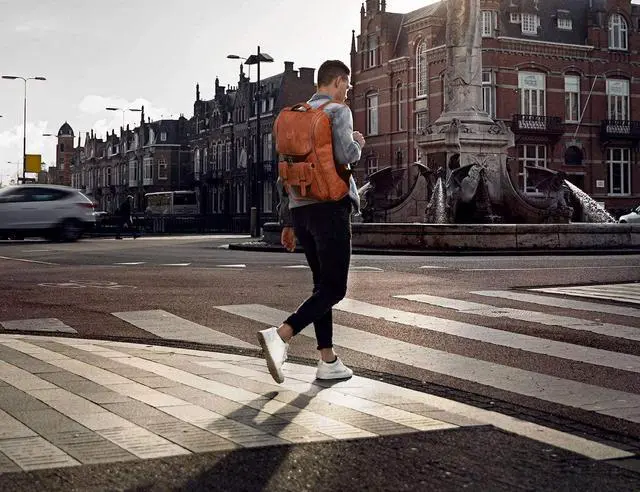 Alt view image 7 of 7 - QWARVEL Vegan Faux Leather Laptop Backpack for Men Women, Fashion Laptop Bag, Travel Waterproof Backpack, Brown