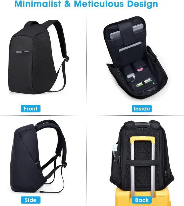 Alt view image 5 of 7 - Anti Theft Backpack - 15.6 Inch Laptop Travel Backpack with Hidden Zipper and USB Charging Port - Waterproof Business Computer Bag for Men & Women