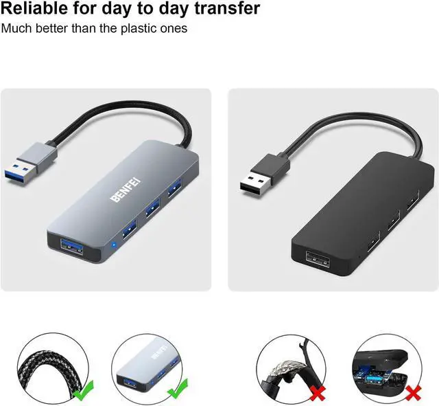 Alt view image 4 of 7 - USB 3.0 Hub 4-Port, Ultra-Slim USB 3.0 Hub Compatible for MacBook, Mac Pro, Mac Mini, iMac, Surface Pro, XPS, PC, Flash Drive, Mobile HDD