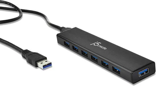 Alt view image 5 of 5 - j5create 7-Port Powered USB 3.0 Data Hub with 3.3 ft Extended Cable [20W Power Adapter Included] for Mac, MacBook, Windows, Laptop, Surface, XPS, PC (JUH377)