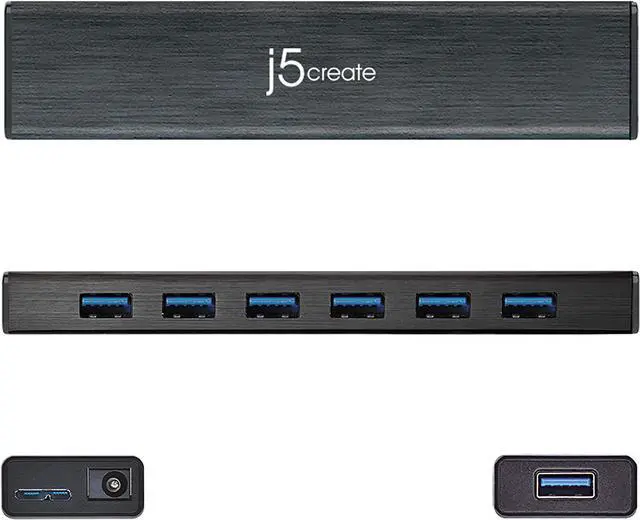 Alt view image 3 of 5 - j5create 7-Port Powered USB 3.0 Data Hub with 3.3 ft Extended Cable [20W Power Adapter Included] for Mac, MacBook, Windows, Laptop, Surface, XPS, PC (JUH377)